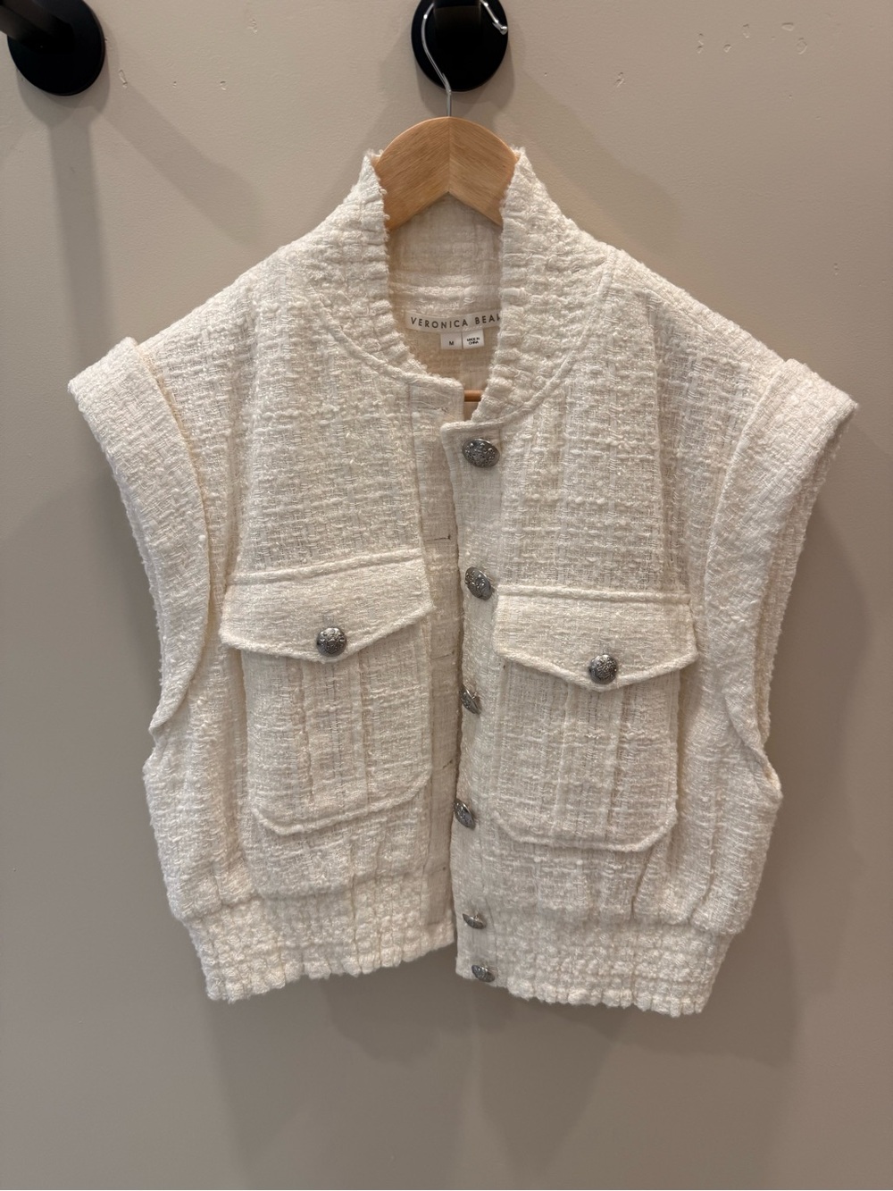 Veronica Beard White Tweed Vest & Shorts Matching Set M / 2